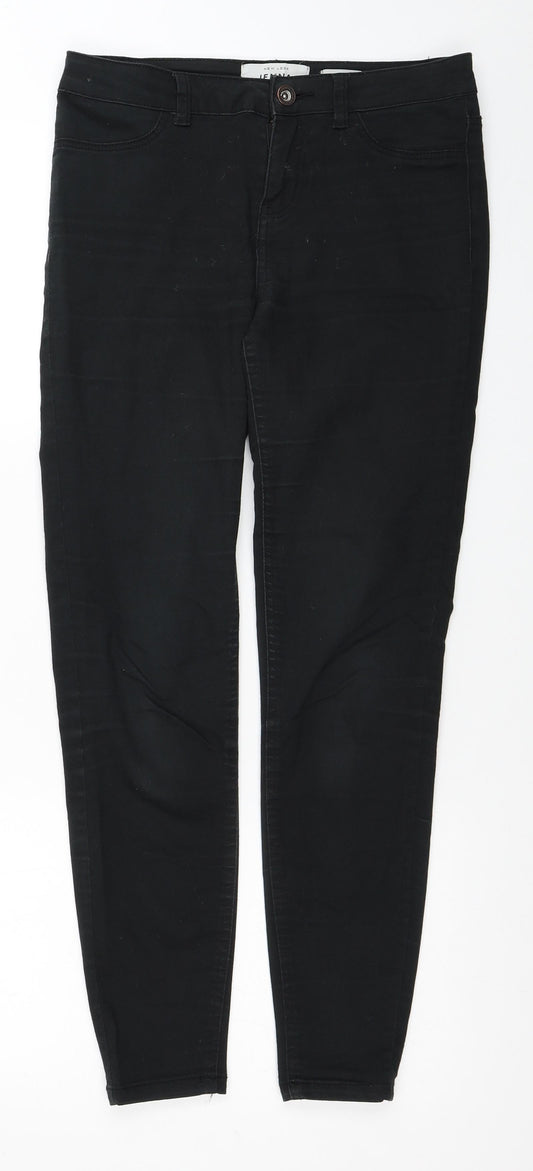New Look Womens Black Cotton Skinny Jeans Size 8 L27 in Regular Zip