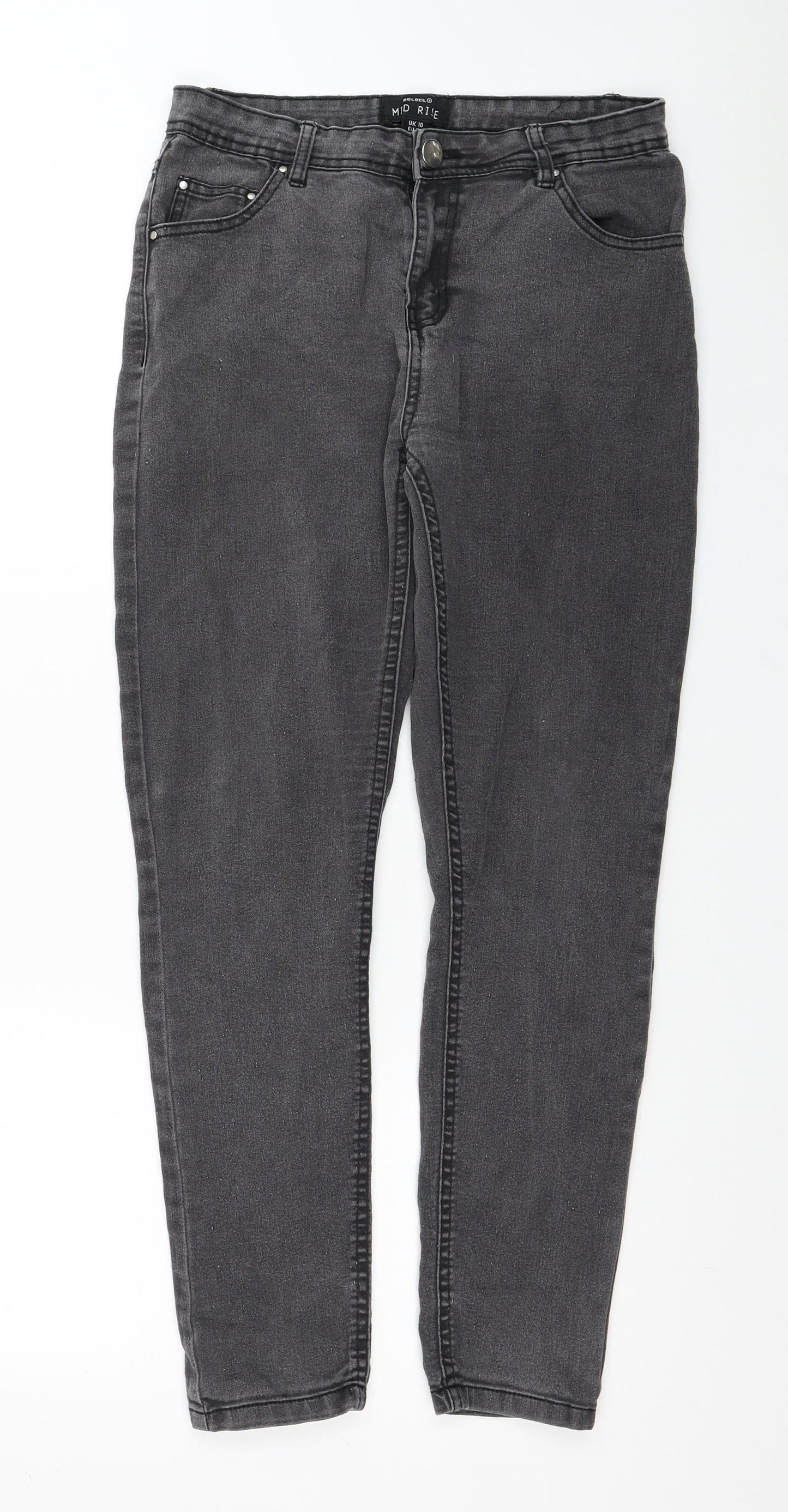 Select Womens Grey Cotton Skinny Jeans Size 10 L27 in Regular Zip