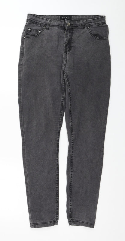Select Womens Grey Cotton Skinny Jeans Size 10 L27 in Regular Zip