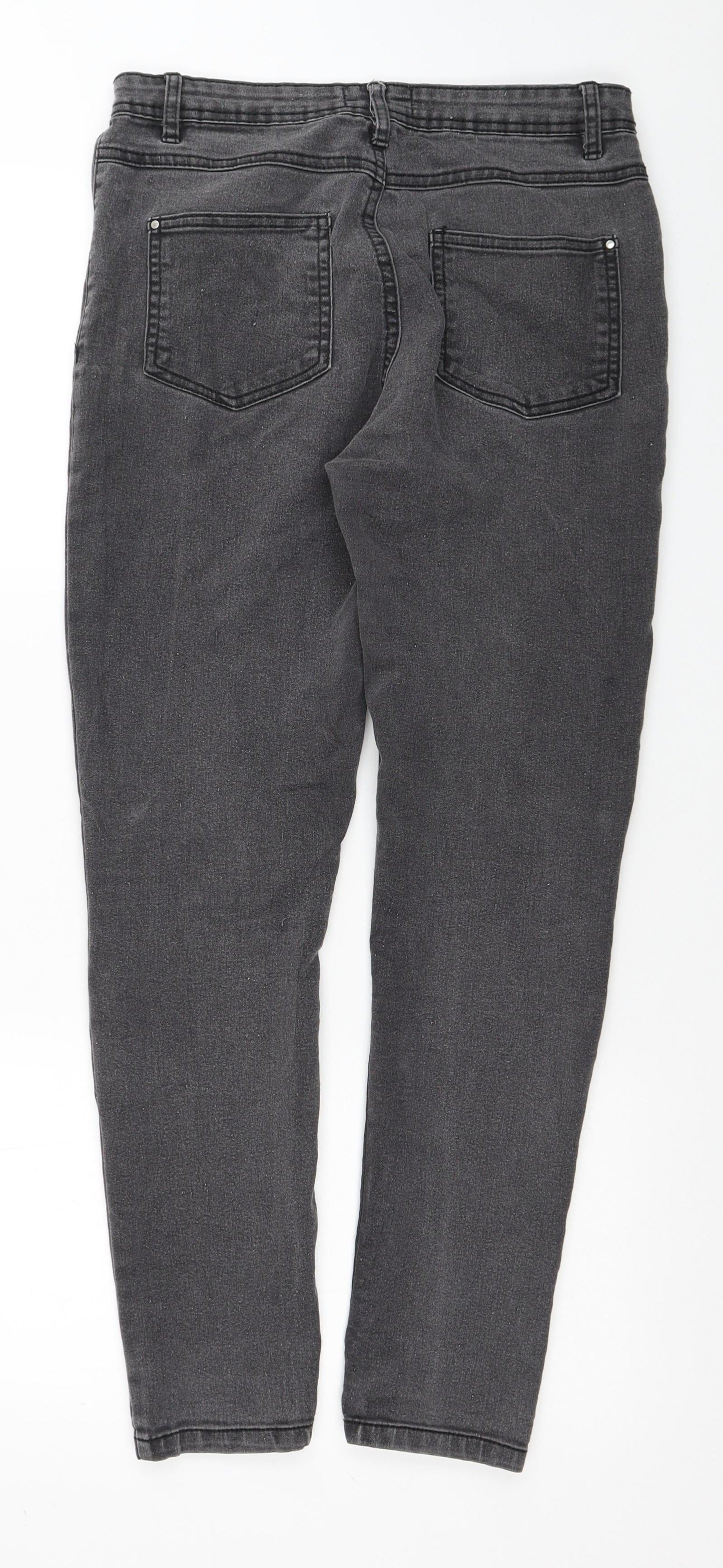 Select Womens Grey Cotton Skinny Jeans Size 10 L27 in Regular Zip