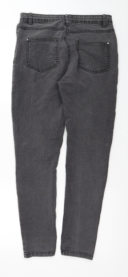 Select Womens Grey Cotton Skinny Jeans Size 10 L27 in Regular Zip