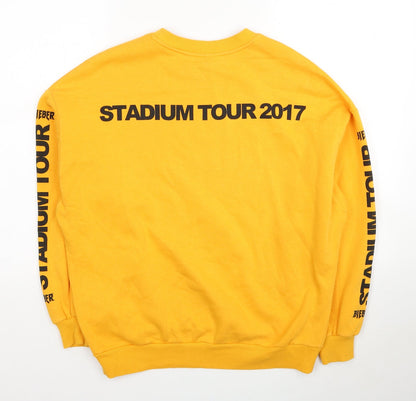 Divided Womens Yellow Cotton Pullover Sweatshirt Size M Pullover - Bieber Stadium Tour 2017