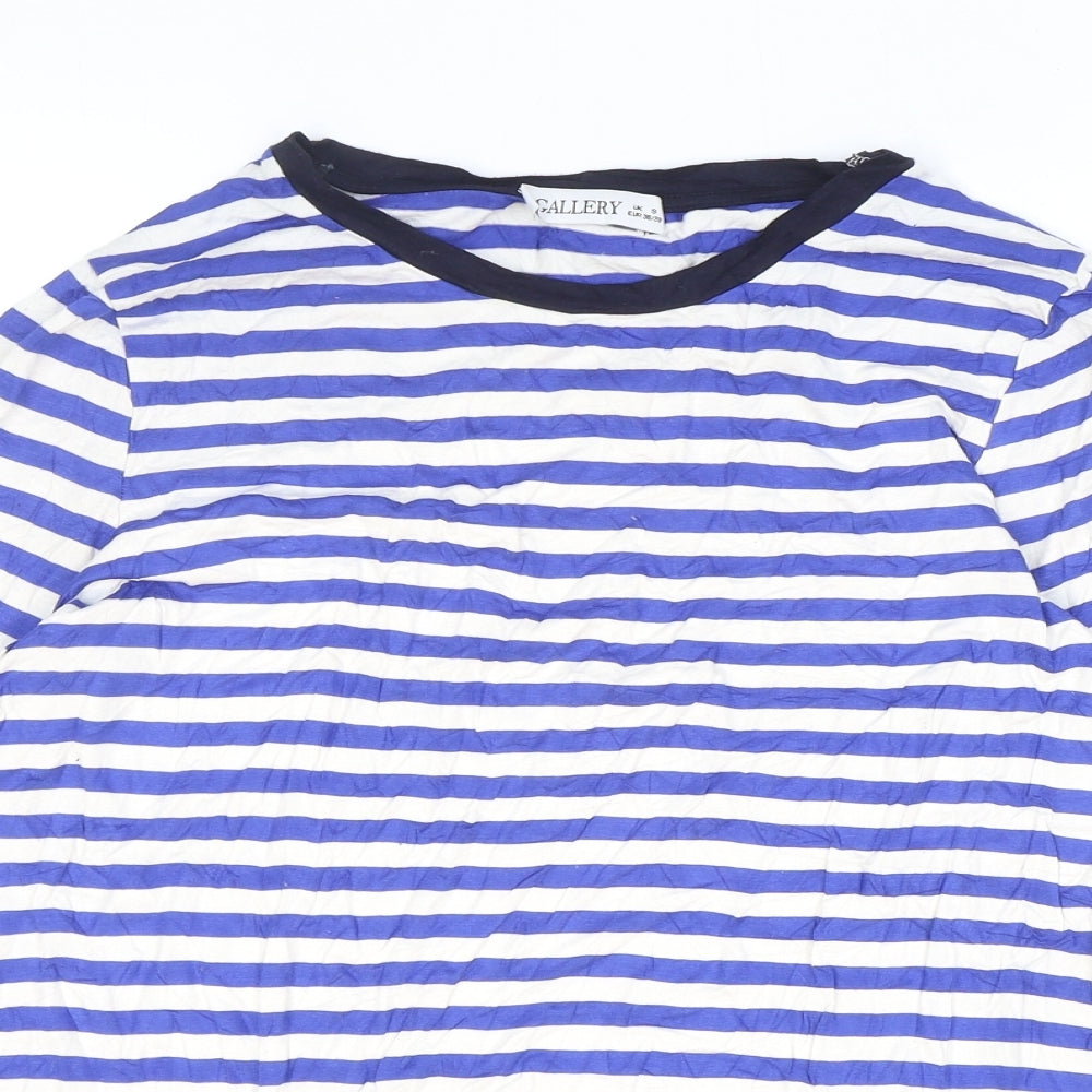 Womens UK Size S Gallery Blue Basic T-Shirt
