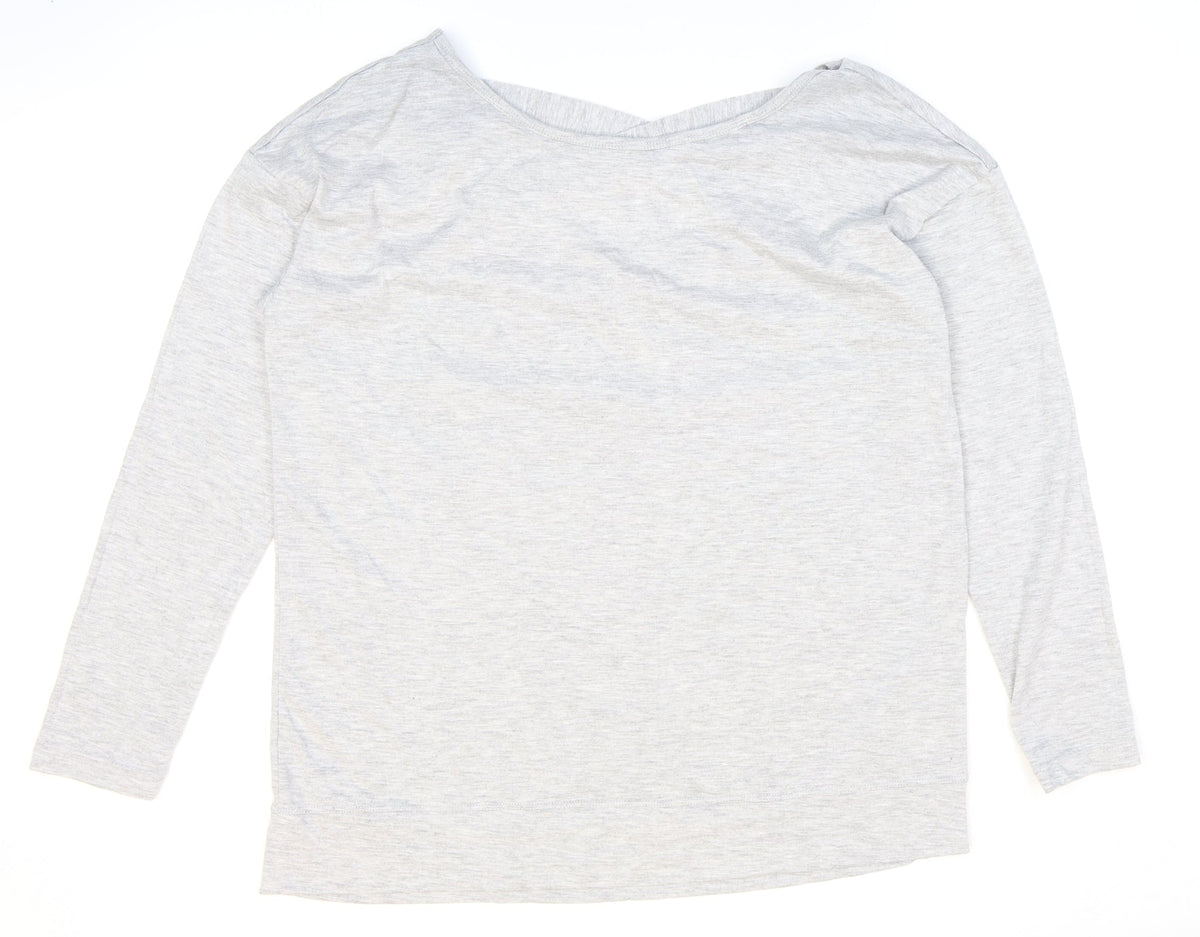 Gaiam Womens Grey Polyester Basic T-Shirt Size M Boat Neck