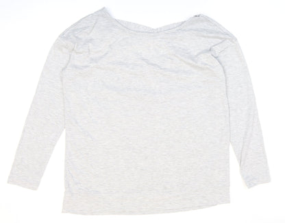 Gaiam Womens Grey Polyester Basic T-Shirt Size M Boat Neck