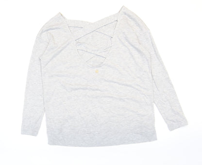 Gaiam Womens Grey Polyester Basic T-Shirt Size M Boat Neck