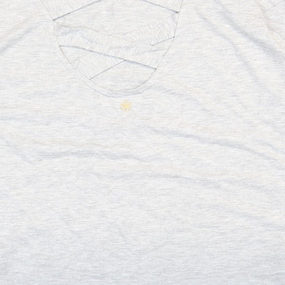 Gaiam Womens Grey Polyester Basic T-Shirt Size M Boat Neck