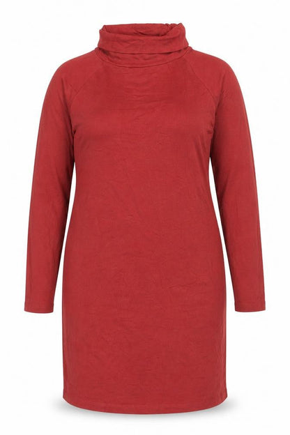 Boohoo Womens Red Cotton Bodycon Size 14 Roll Neck Pullover