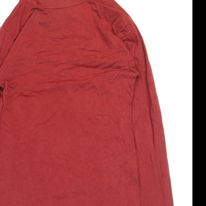 Boohoo Womens Red Cotton Bodycon Size 14 Roll Neck Pullover