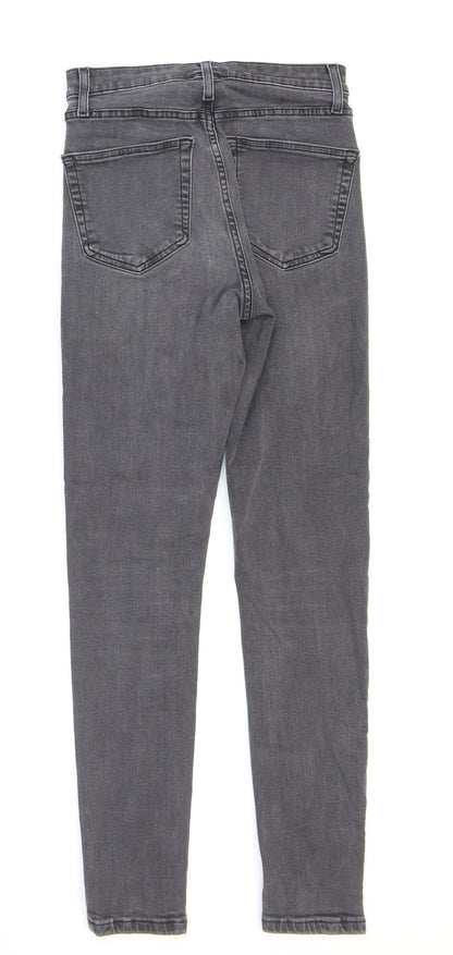 Topshop Womens Grey Cotton Skinny Jeans Size 28 in L32 in Regular Zip