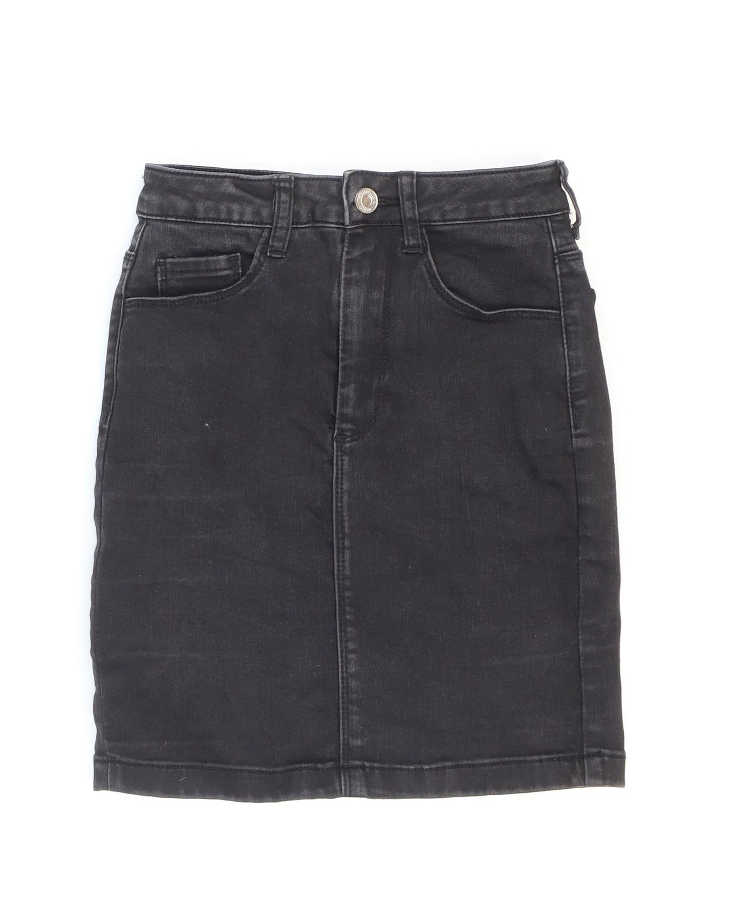 Missguided Womens Black Cotton Mini Skirt Size 4 Zip