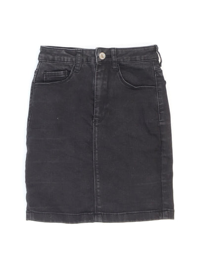 Missguided Womens Black Cotton Mini Skirt Size 4 Zip
