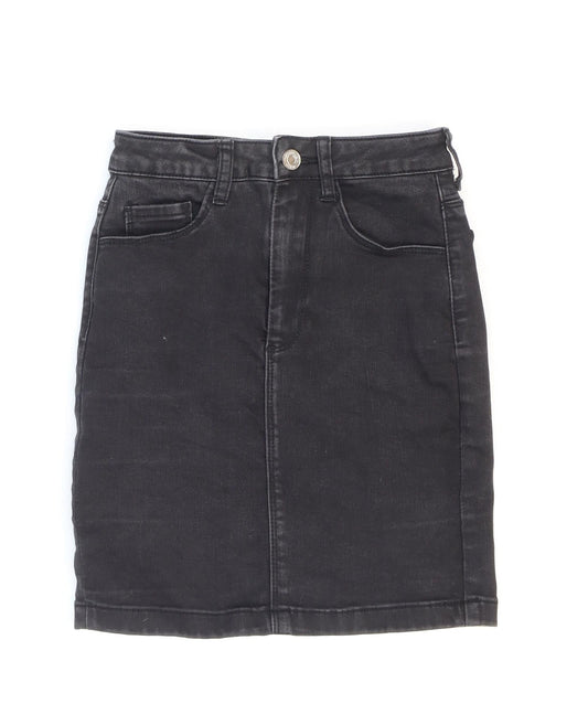 Missguided Womens Black Cotton Mini Skirt Size 4 Zip