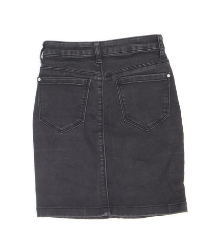Missguided Womens Black Cotton Mini Skirt Size 4 Zip