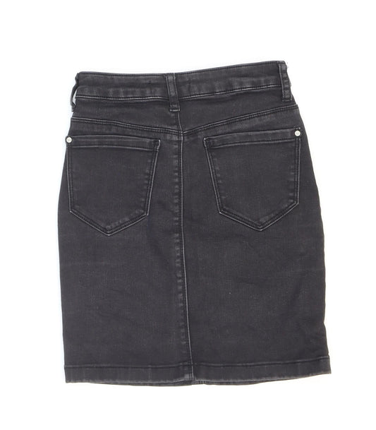 Missguided Womens Black Cotton Mini Skirt Size 4 Zip