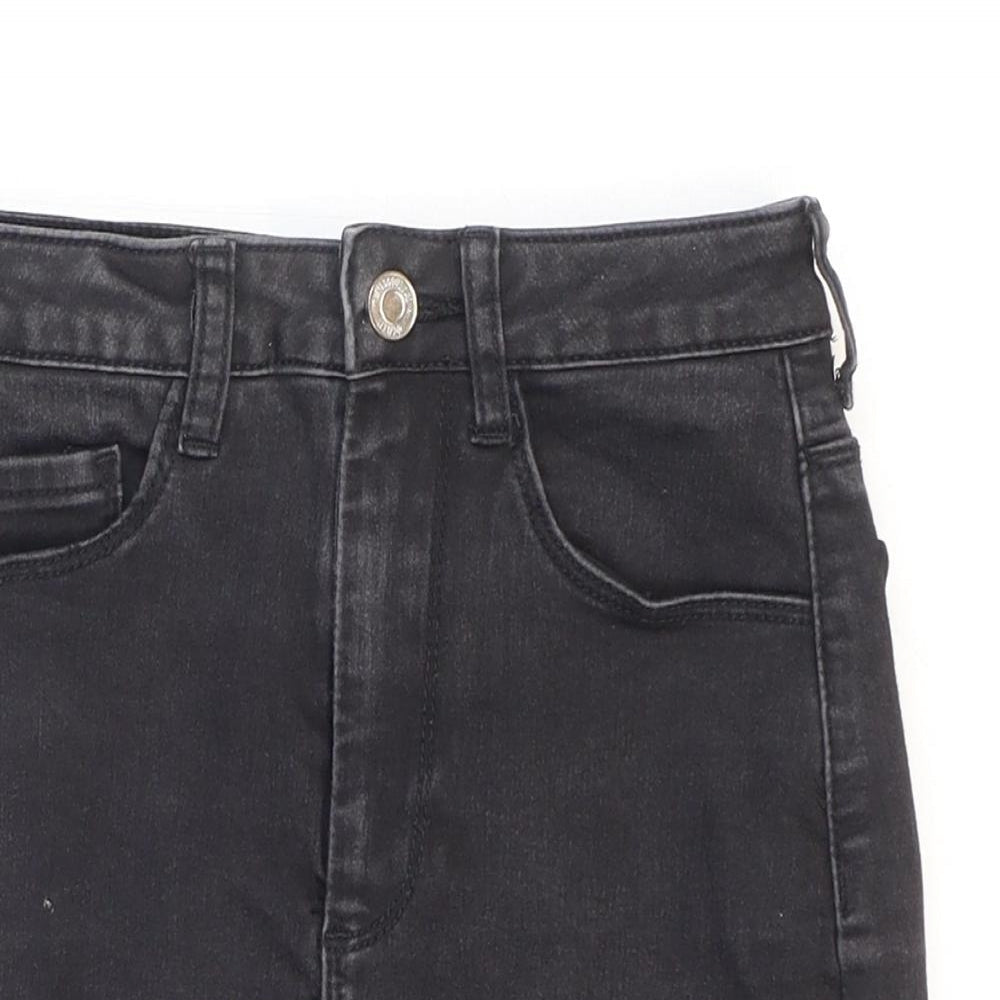Missguided Womens Black Cotton Mini Skirt Size 4 Zip