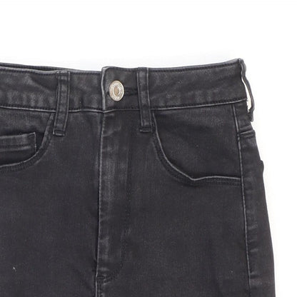Missguided Womens Black Cotton Mini Skirt Size 4 Zip