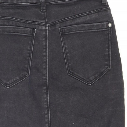Missguided Womens Black Cotton Mini Skirt Size 4 Zip