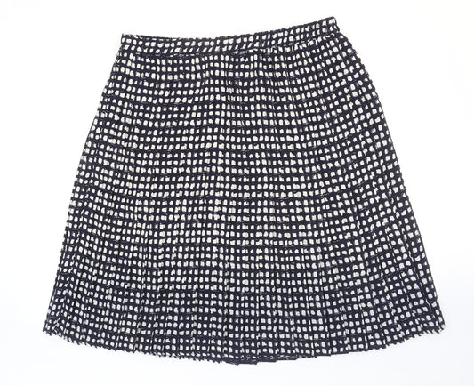 Bonmarché Womens Blue Geometric Polyester Pleated Skirt Size 34
