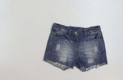 John Lewis Womens Blue Cotton Bermuda Shorts Size 8 L3 in Regular Button