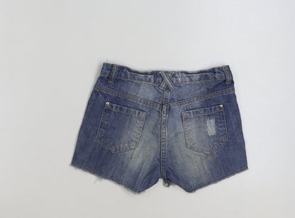 John Lewis Womens Blue Cotton Bermuda Shorts Size 8 L3 in Regular Button