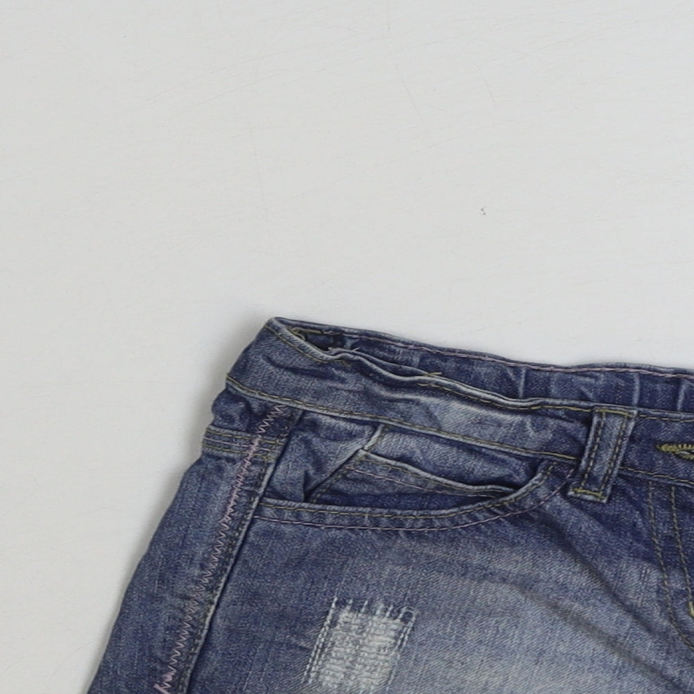 John Lewis Womens Blue Cotton Bermuda Shorts Size 8 L3 in Regular Button