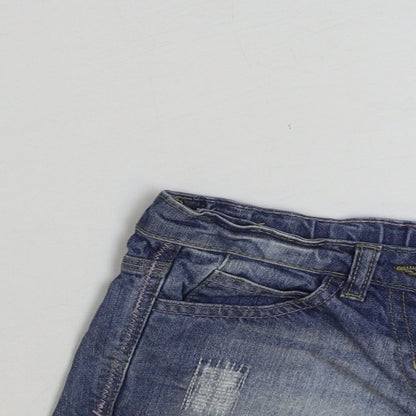 John Lewis Womens Blue Cotton Bermuda Shorts Size 8 L3 in Regular Button
