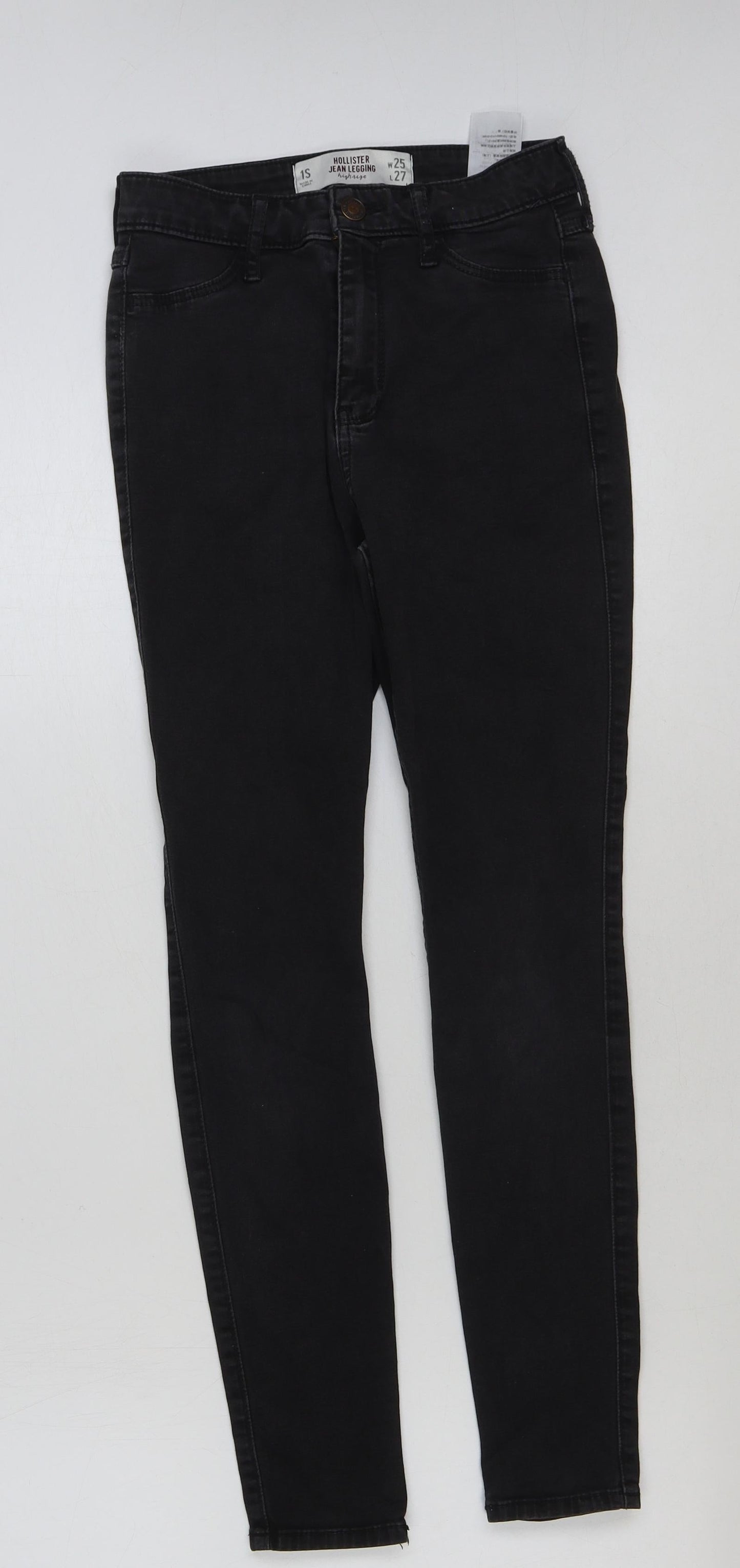 Hollister Womens Black Cotton Skinny Jeans Size 25 in L27 in Regular Button