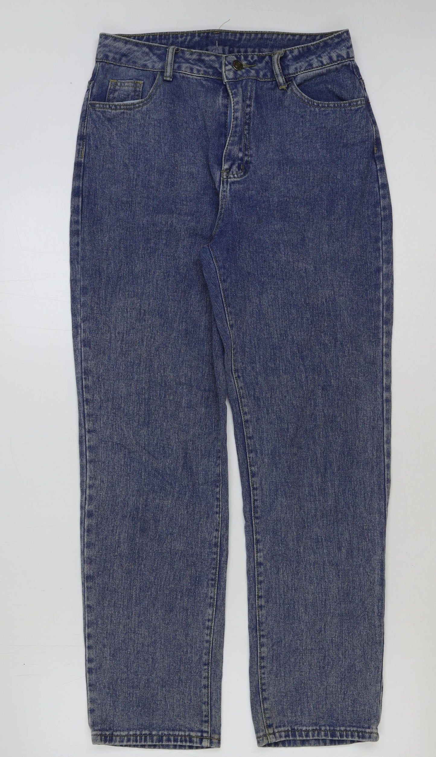PREWOR Womens Blue Cotton Straight Jeans Size 30 in Regular Button