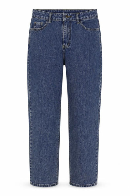PREWOR Womens Blue Cotton Straight Jeans Size 30 in Regular Button