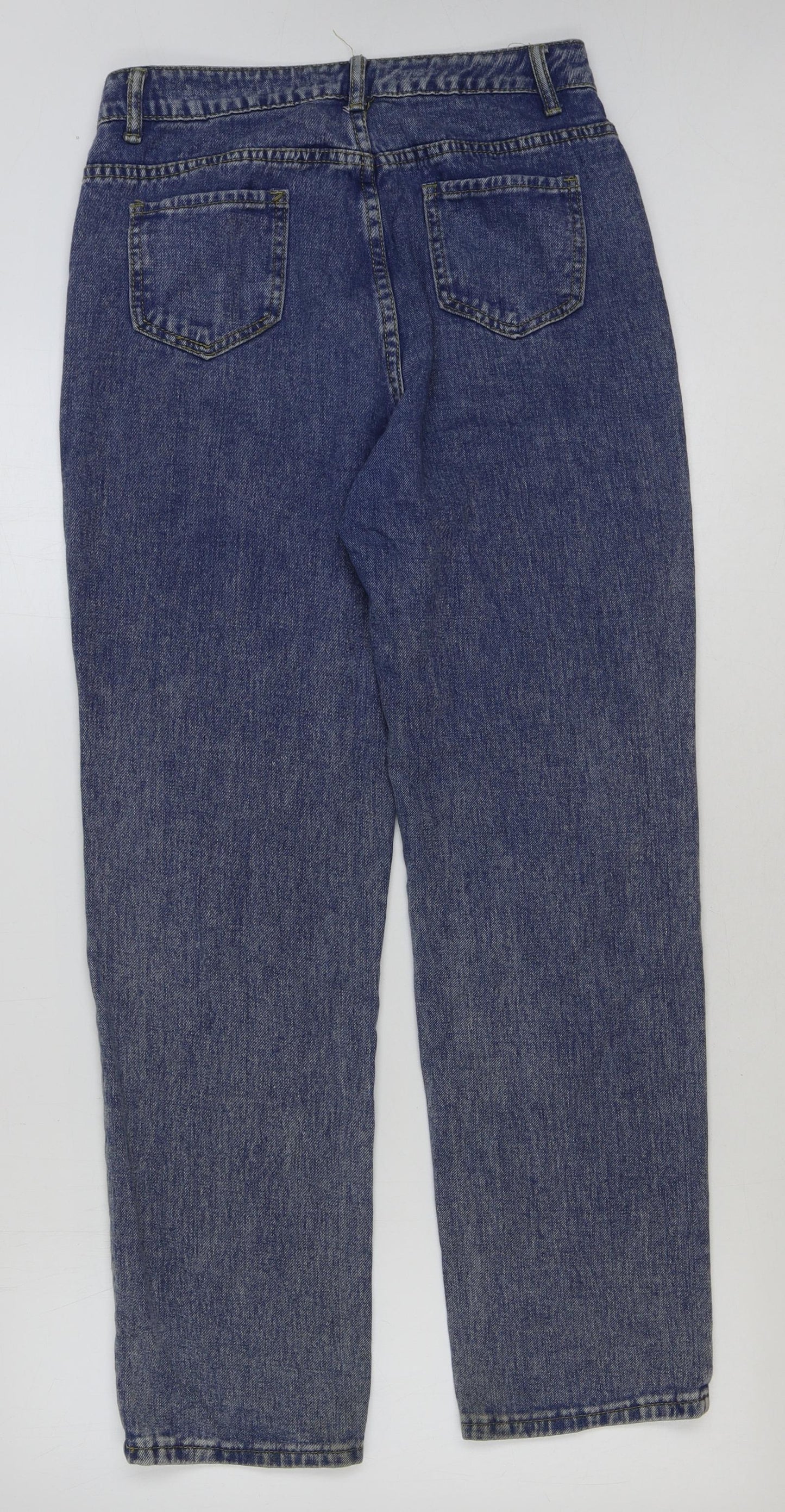 PREWOR Womens Blue Cotton Straight Jeans Size 30 in Regular Button