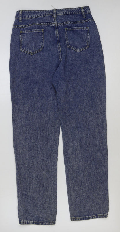 PREWOR Womens Blue Cotton Straight Jeans Size 30 in Regular Button