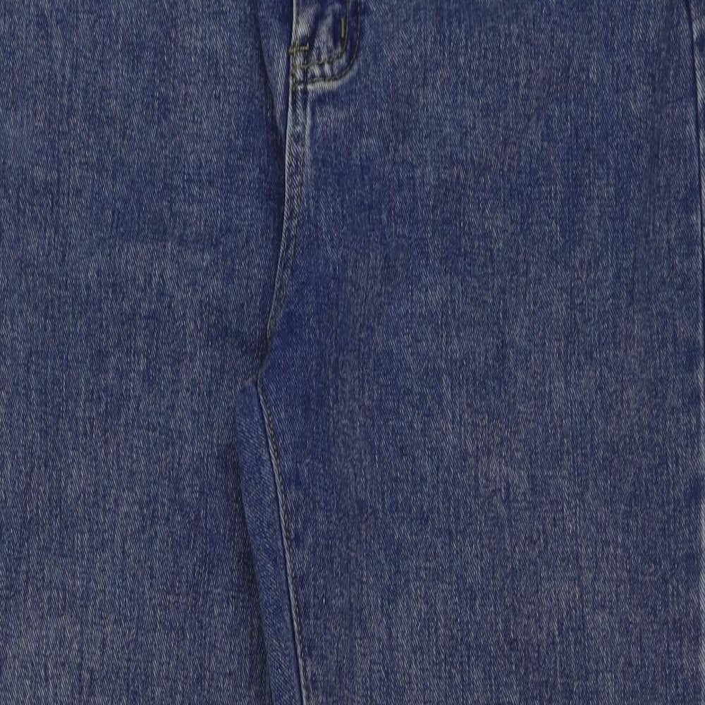 PREWOR Womens Blue Cotton Straight Jeans Size 30 in Regular Button