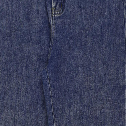 PREWOR Womens Blue Cotton Straight Jeans Size 30 in Regular Button
