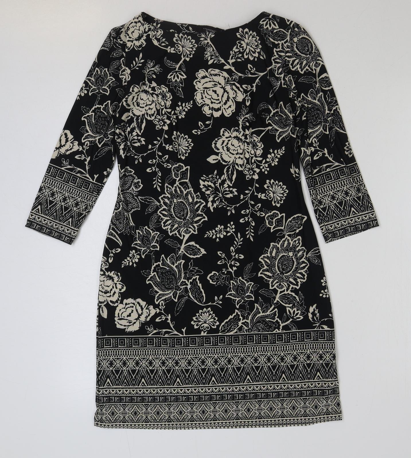 Atmosphere Womens Blue Geometric Polyester A-Line Size 8 Pullover