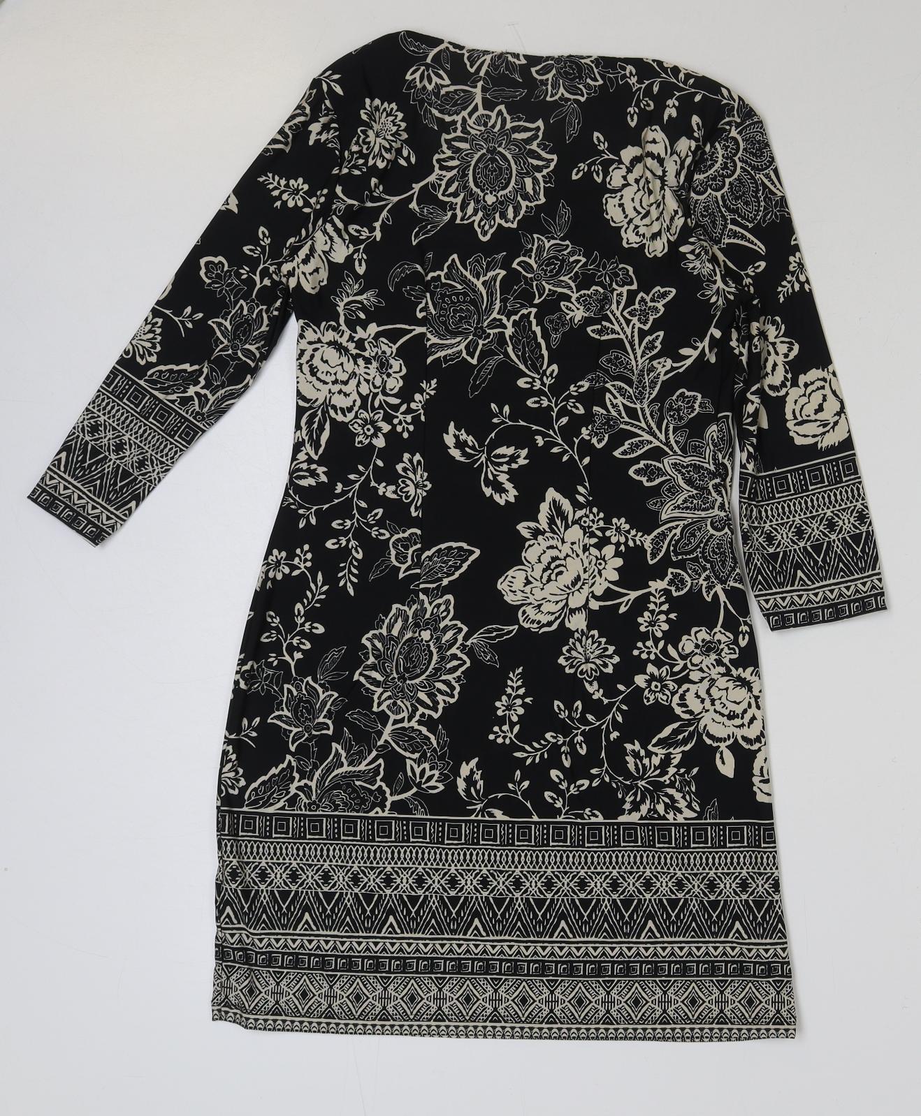 Atmosphere Womens Blue Geometric Polyester A-Line Size 8 Pullover