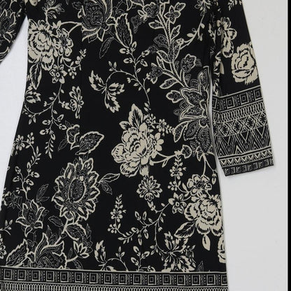 Atmosphere Womens Blue Geometric Polyester A-Line Size 8 Pullover