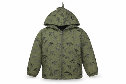 Mick Mack Boys Green Geometric Jacket Size 4 Years Zip - Dinosaur
