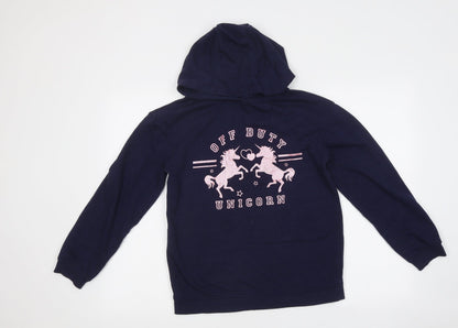 Primark Girls Purple Cotton Pullover Hoodie Size 12-13 Years Pullover - Off Duty Unicorn