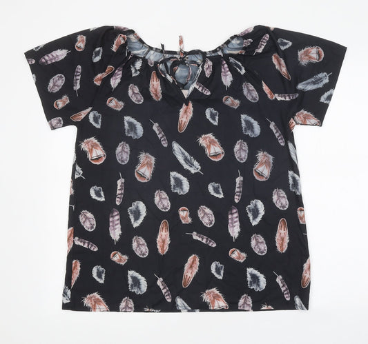 Womens UK Size XL Preworn Black Basic T-Shirt