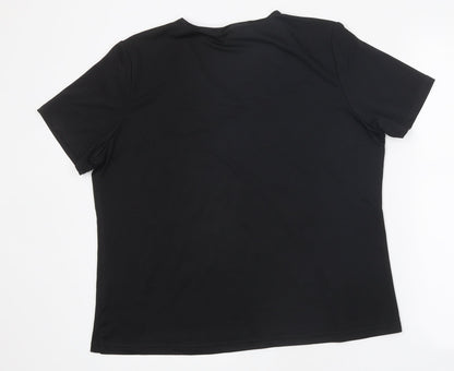 EWM Womens Black Polyester Basic T-Shirt Size M Round Neck