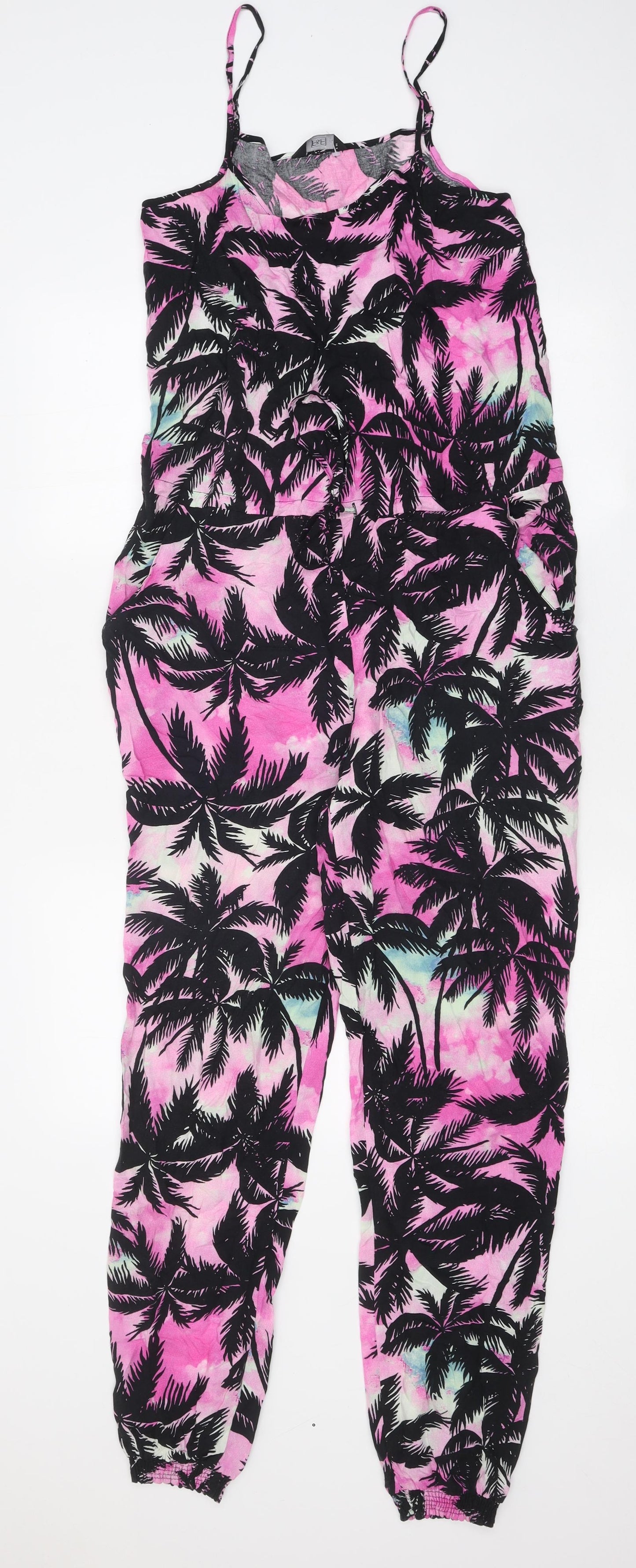 F&F Womens Multicoloured Geometric Viscose Jumpsuit One-Piece Size 6 L27 in Pullover