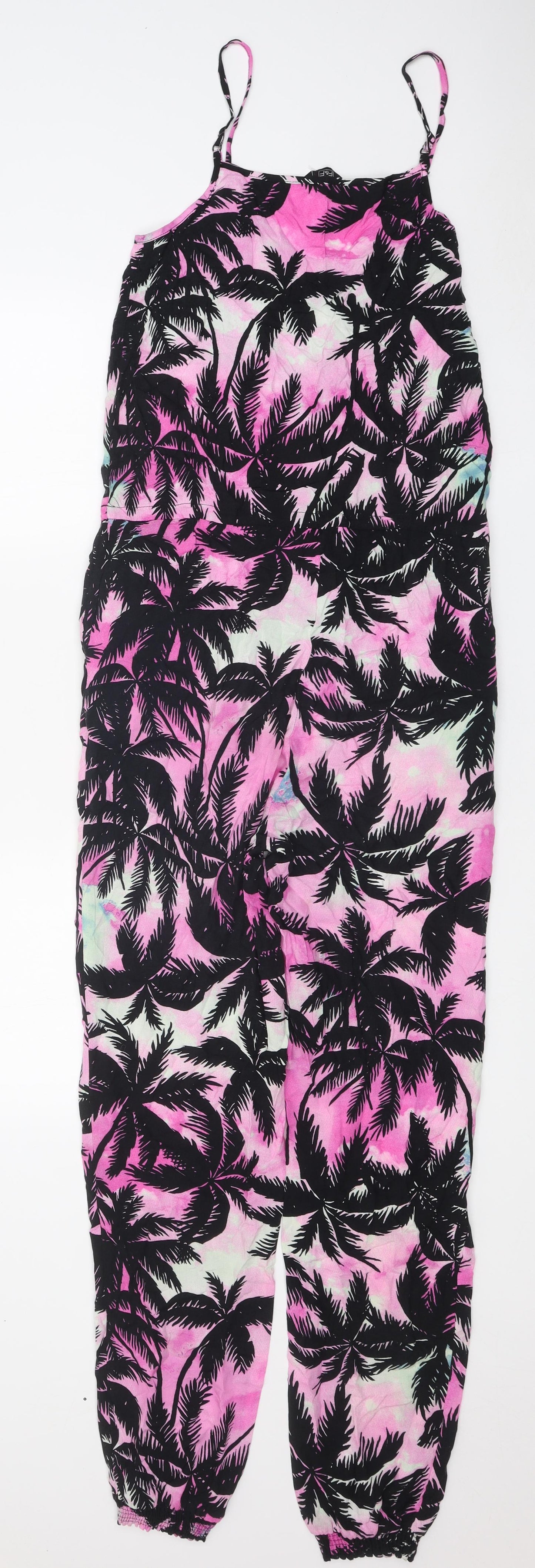 F&F Womens Multicoloured Geometric Viscose Jumpsuit One-Piece Size 6 L27 in Pullover