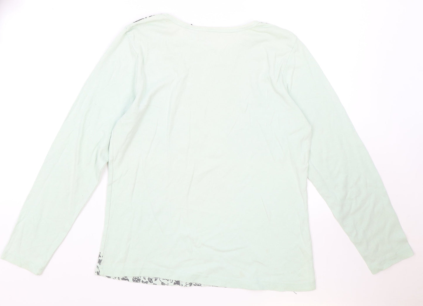 Artseapea Womens Green Cotton Basic T-Shirt Size M Round Neck - Floral Detail