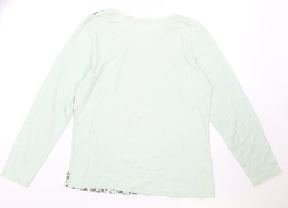 Artseapea Womens Green Cotton Basic T-Shirt Size M Round Neck - Floral Detail