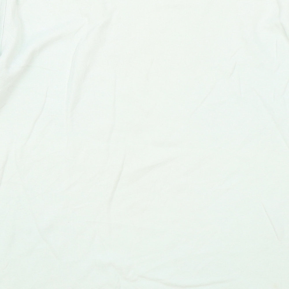 Artseapea Womens Green Cotton Basic T-Shirt Size M Round Neck - Floral Detail