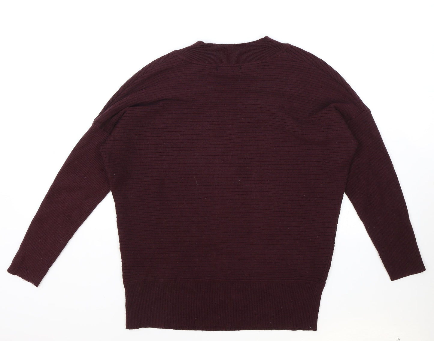 F&F Womens Purple V-Neck Acrylic Pullover Jumper Size 12