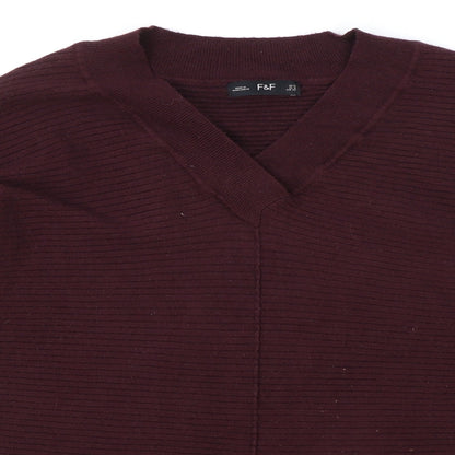 F&F Womens Purple V-Neck Acrylic Pullover Jumper Size 12