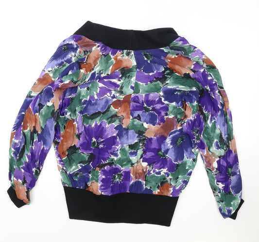 House of Fraser Womens Multicoloured Geometric Jacket Size 14 Button - Elasticated Collar