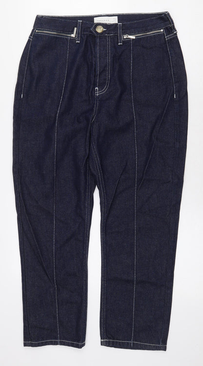 Topshop Womens Blue Polyester Straight Jeans Size 30 in L24 in Regular Button